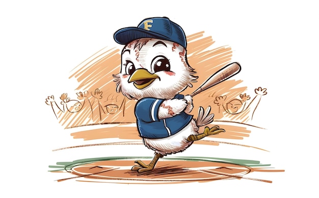 Photo playful baseball bird mascot in action pose for team emblems