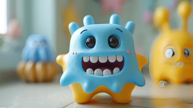 Photo playful blue monster toy