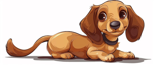 Playful Cartoon Dachshund Puppy