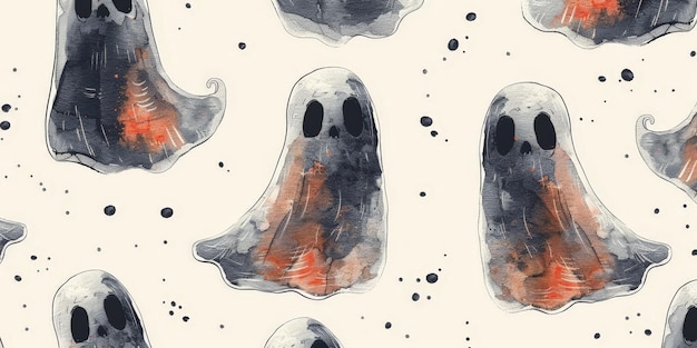 Photo playful cartoon ghost pattern for halloween