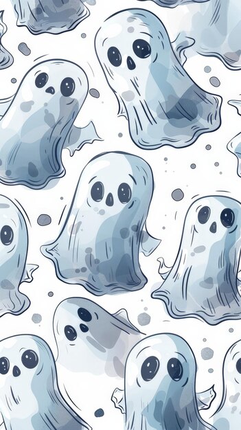 Photo playful cartoon ghost pattern for halloween