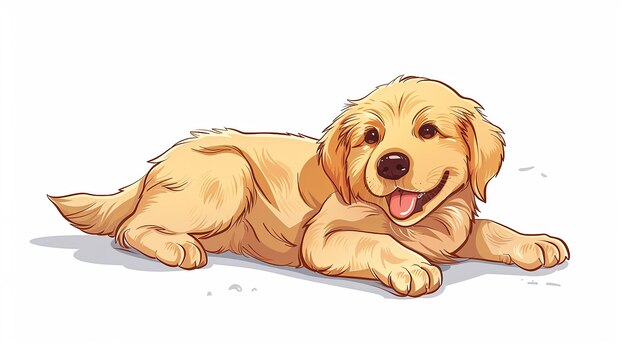 Playful Cartoon Golden Retriever Puppy