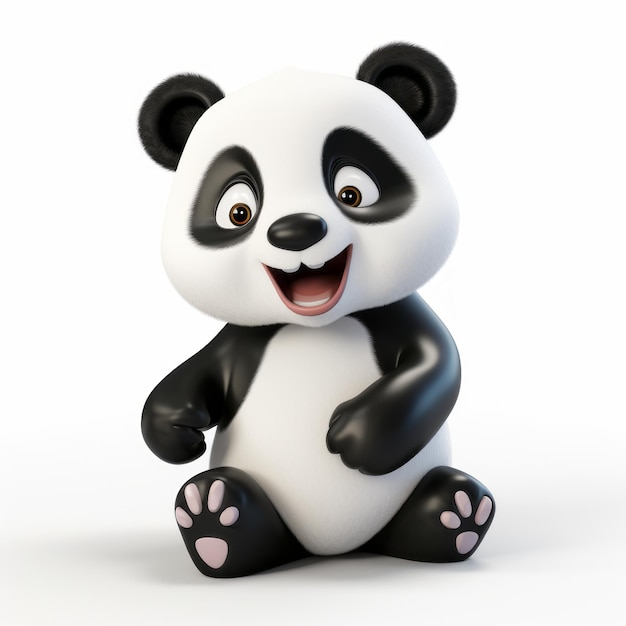 Playful Cartoon Panda Bear 3d Render Zbrush Chromatic Joy