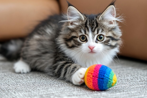 Playful Cat and Crinkly Toy photo