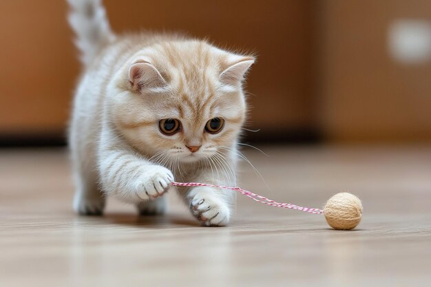 Playful Cat and Ribbon Toy photo