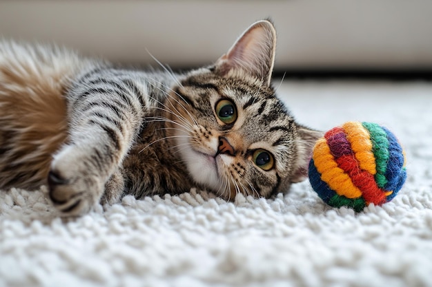 Playful Cat with Fun Toy Ball photo