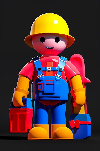 Photo playful construction worker toy