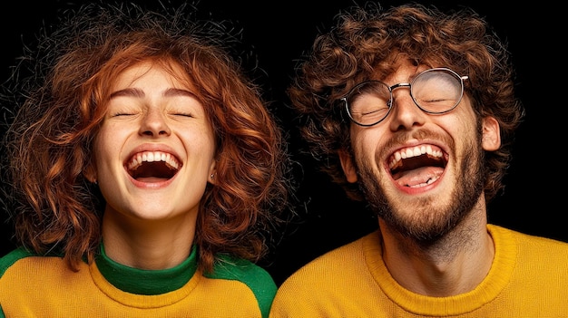 Photo playful couple practicing for their next musical performance