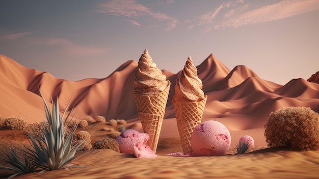 Playful and cozy atmosphere with this 3D design of ice cream cones