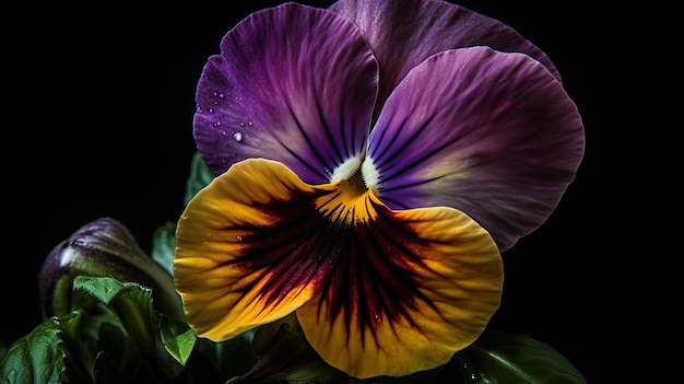 Playful demeanor of a pansy closeup AI generated