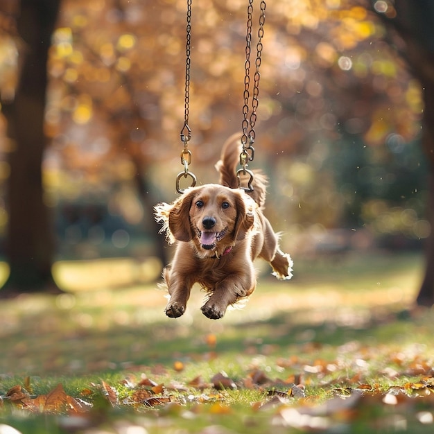 Playful dog enjoys park activities