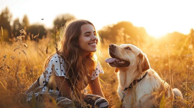 playful dog and its owner in nature outdoor pragma