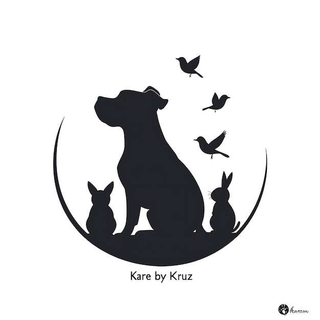 Photo playful dog silhouette vector art