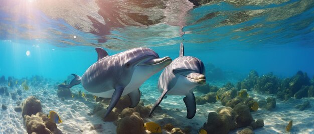 Playful dolphins on a sunny morning Generative AI