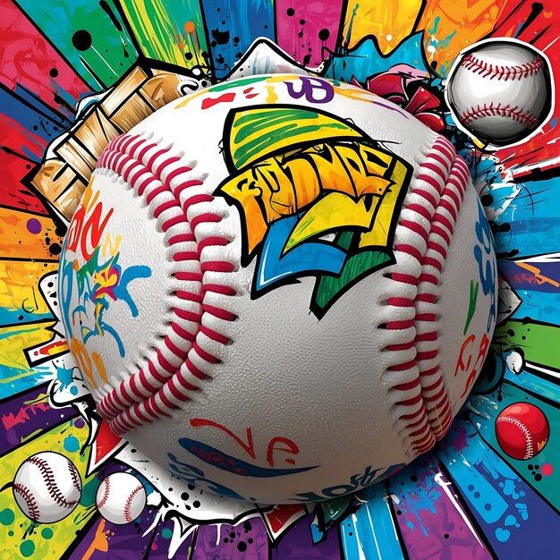 Photo playful doodle baseball art for sports enthusiasts