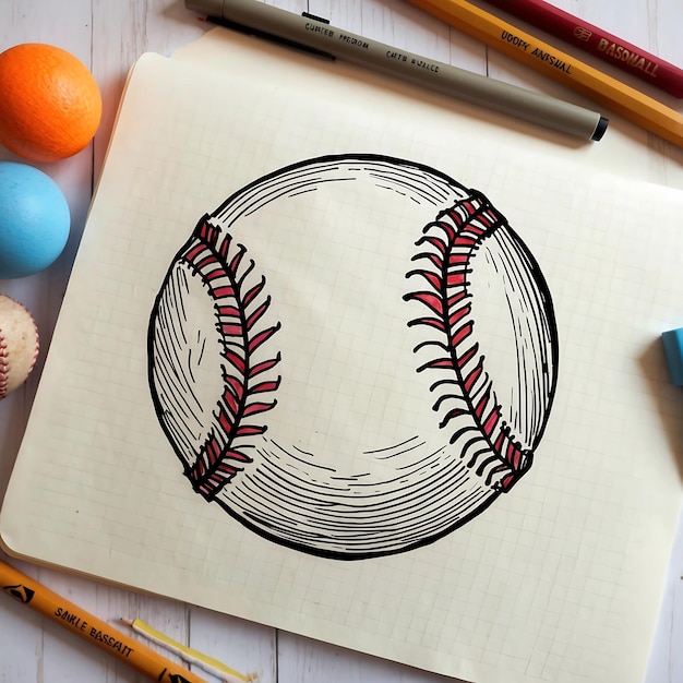 Playful Doodle Baseball Art for Sports Enthusiasts