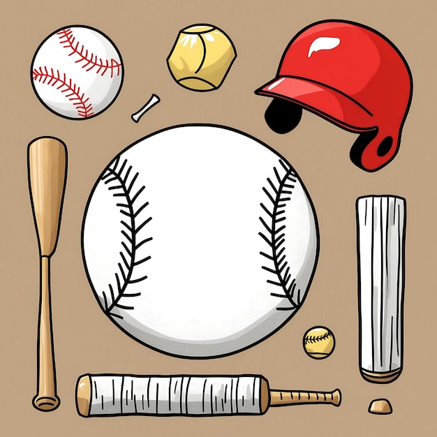 Photo playful doodle baseball art for sports enthusiasts