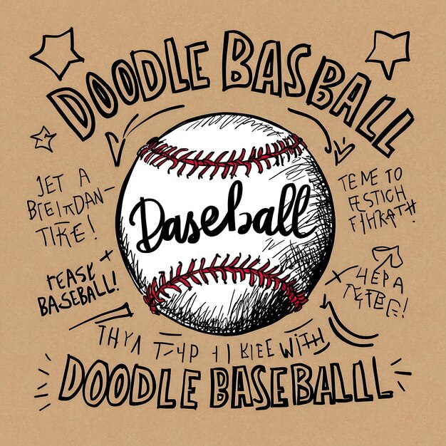 Photo playful doodle baseball art for sports enthusiasts