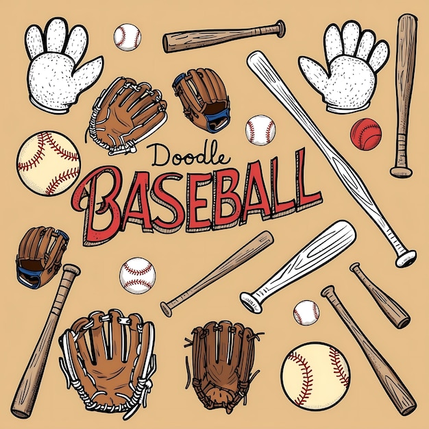 Playful Doodle Baseball Art for Sports Enthusiasts