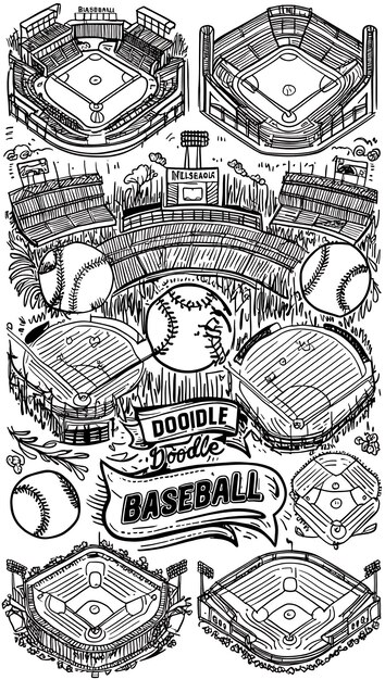 Photo playful doodle baseball art for sports enthusiasts