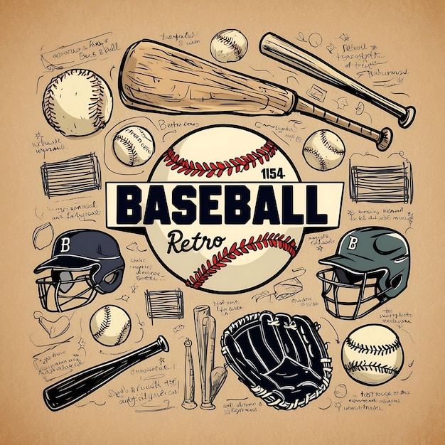 Photo playful doodle baseball art for sports enthusiasts