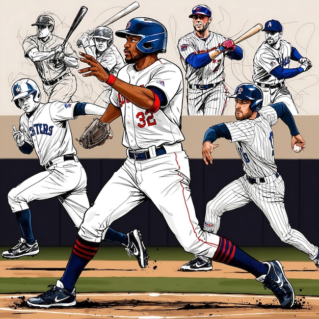 Photo playful doodle baseball art for sports enthusiasts