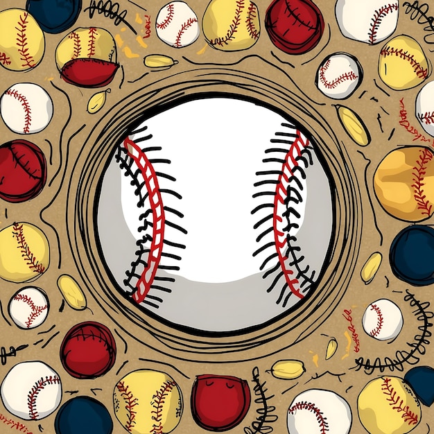 Photo playful doodle baseball art for sports enthusiasts