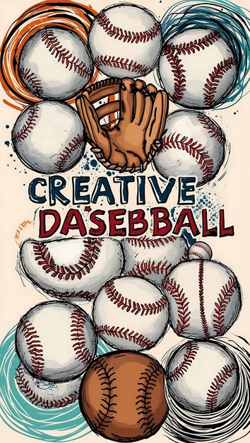 Photo playful doodle baseball art for sports enthusiasts