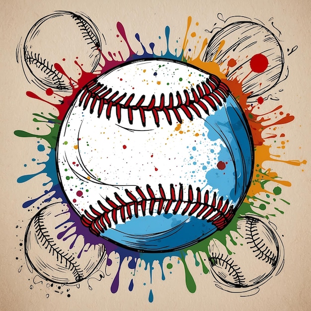 Photo playful doodle baseball art for sports enthusiasts