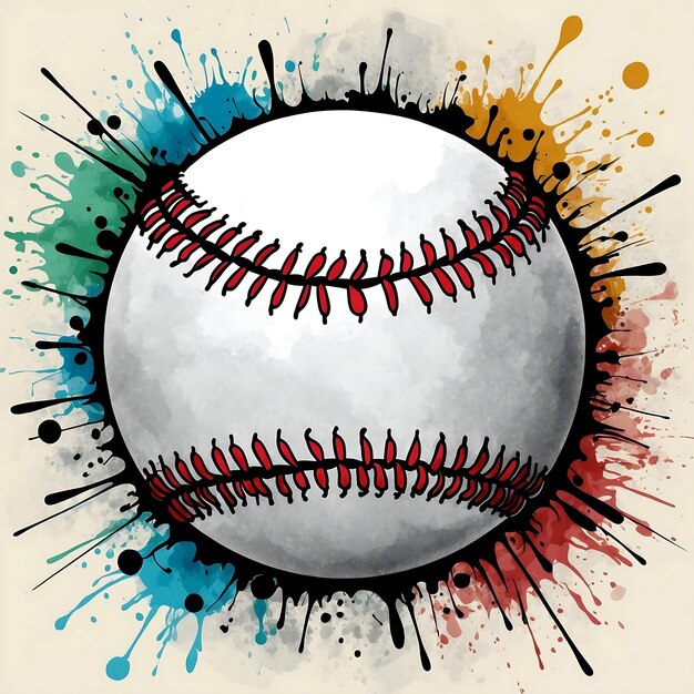 Photo playful doodle baseball art for sports enthusiasts