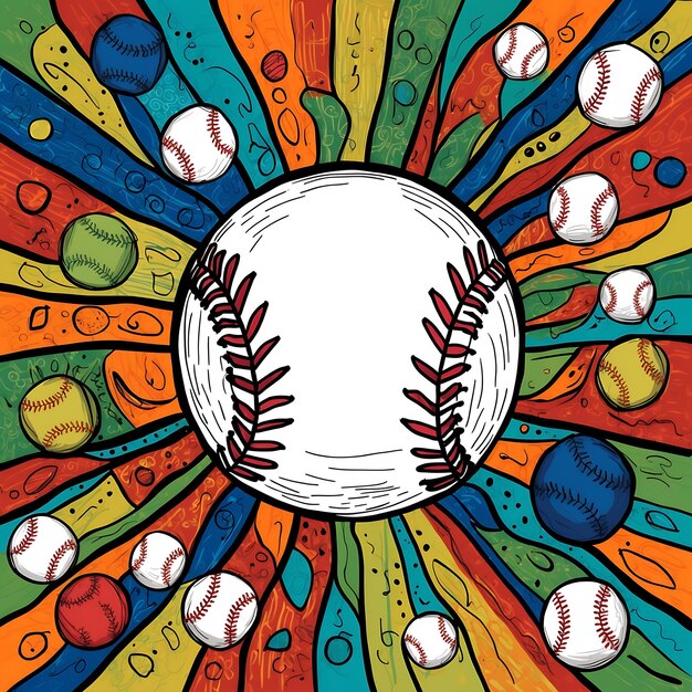 Photo playful doodle baseball art for sports enthusiasts