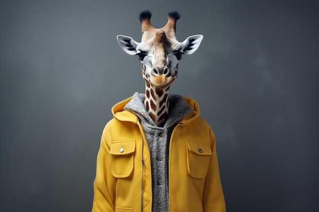 A playful giraffe wearing casual clothes portraying a tall and whimsical animal with a sense of humor Generative Ai