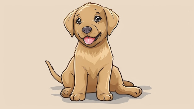 Playful Golden Retriever Puppy Cartoon Style Illustration Pet Animal Character