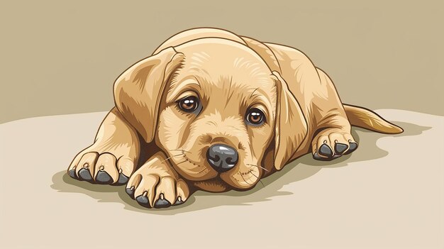 Photo playful golden retriever puppy cartoon style illustration pet animal character