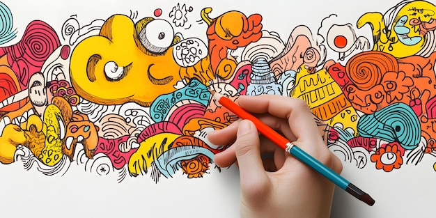 Photo playful handdrawn doodles