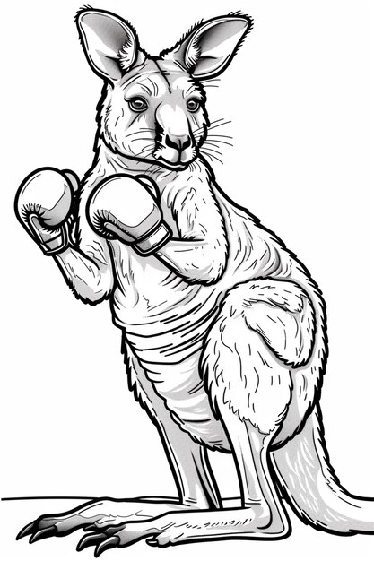 Photo playful kangaroo in boxing stance fun and action coloring page