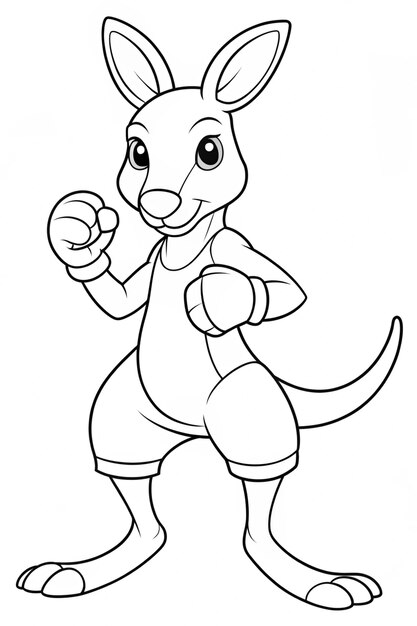 Playful Kangaroo in Boxing Stance Fun and Action Coloring Page