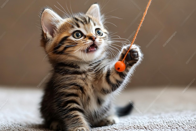 Playful Kitten with Interactive Toy photo