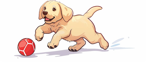 Photo playful labrador retriever puppy cartoon style illustration pet animal character