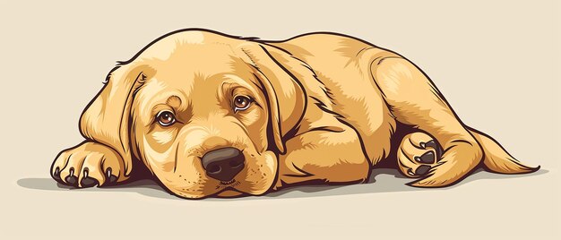 Photo playful labrador retriever puppy cartoon style illustration pet animal character