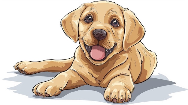 Photo playful labrador retriever puppy cartoon style illustration pet animal character