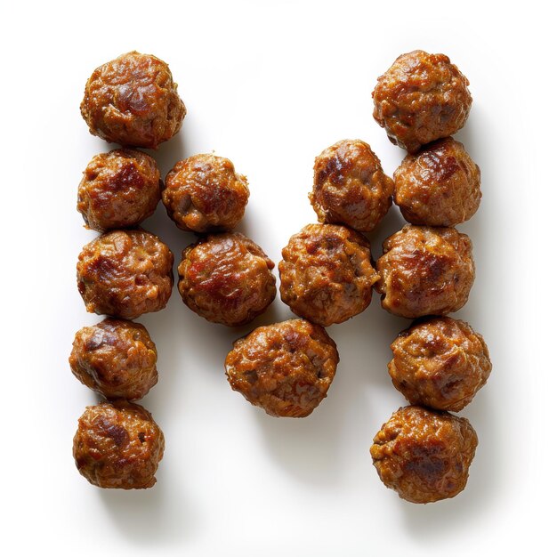 Photo playful letter m crafted from delicious meatballs