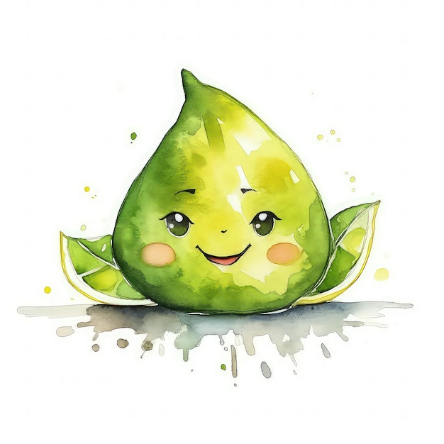 Playful Lime Wedge Watercolor Clipart