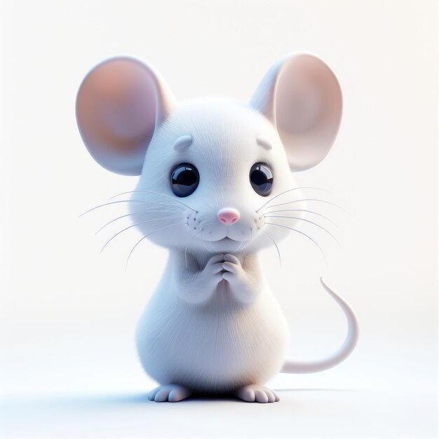 Photo playful mouse icon stands in frosted glass with a curious expression in soft light