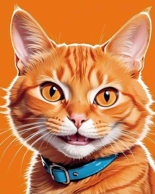 Playful Orange Cat in Orange Jacket Digital Illustration Ai generative