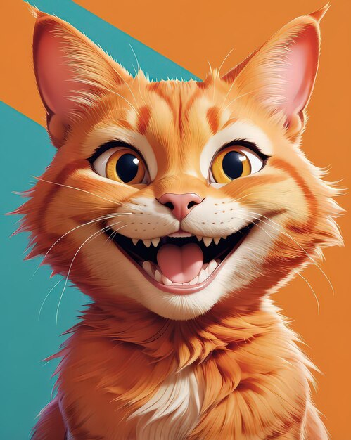 Playful Orange Cat in Orange Jacket Digital Illustration Ai generative