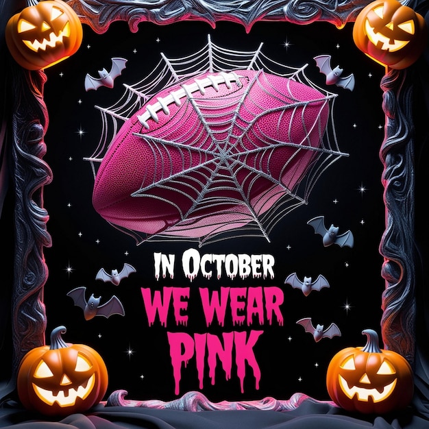 Photo playful pink a whimsical halloween graphic merging football and awareness