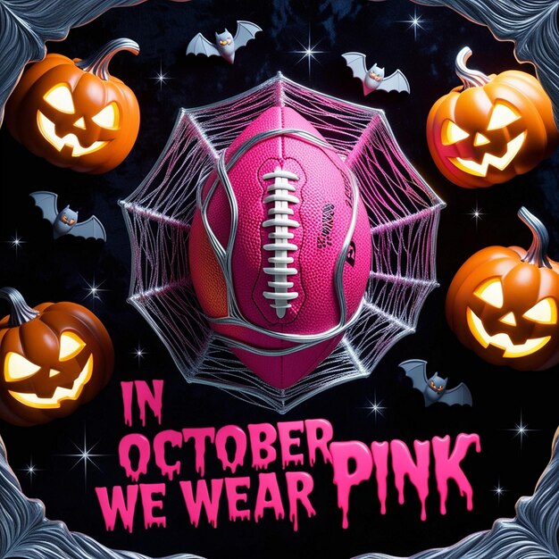 Photo playful pink a whimsical halloween graphic merging football and awareness