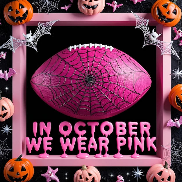 Photo playful pink a whimsical halloween graphic merging football and awareness