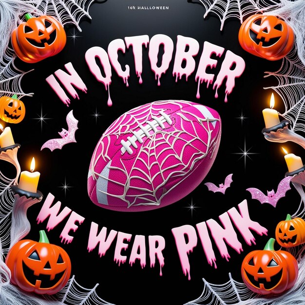 Photo playful pink a whimsical halloween graphic merging football and awareness